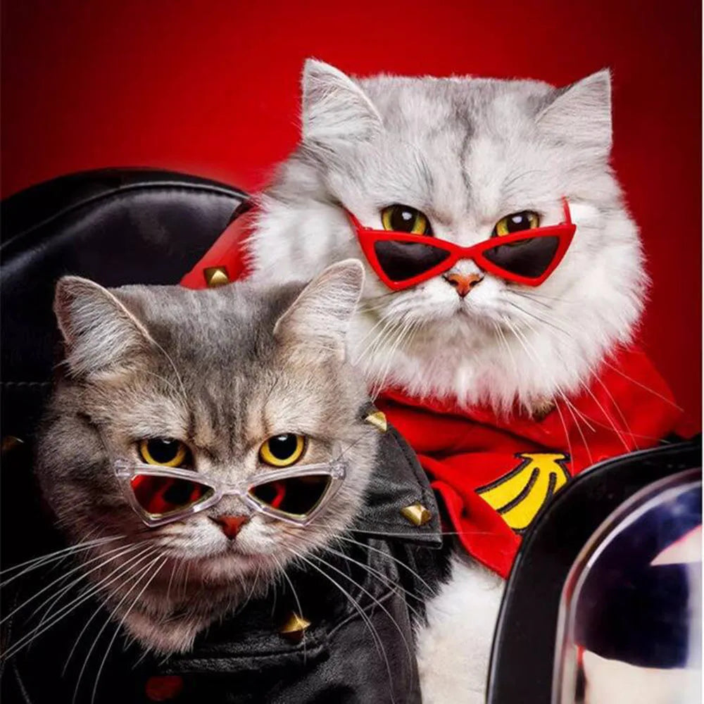 Vintage Triangle Cat Sunglasses Reflection Eye Wear Glasses for Small Dogs Cats Puppy Kitten Photos Props Pet Accessories