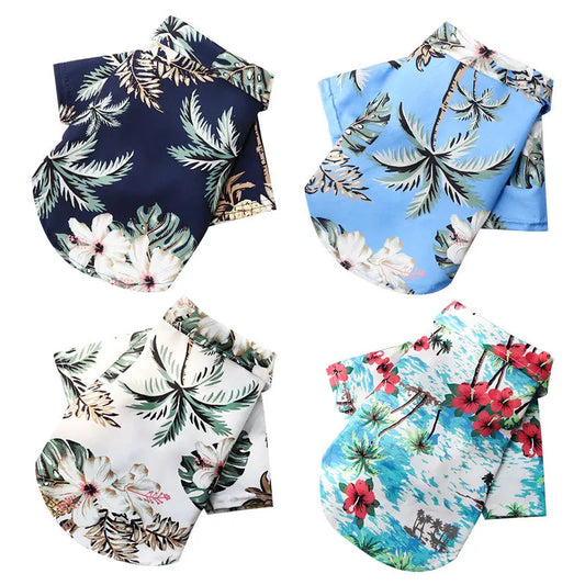 Pet Summer T-Shirts Hawaii Style Floral Pet Dog Shirt Breathable Cool Clothes Beach Seaside Puppy Sweatshirt for Small Puppy