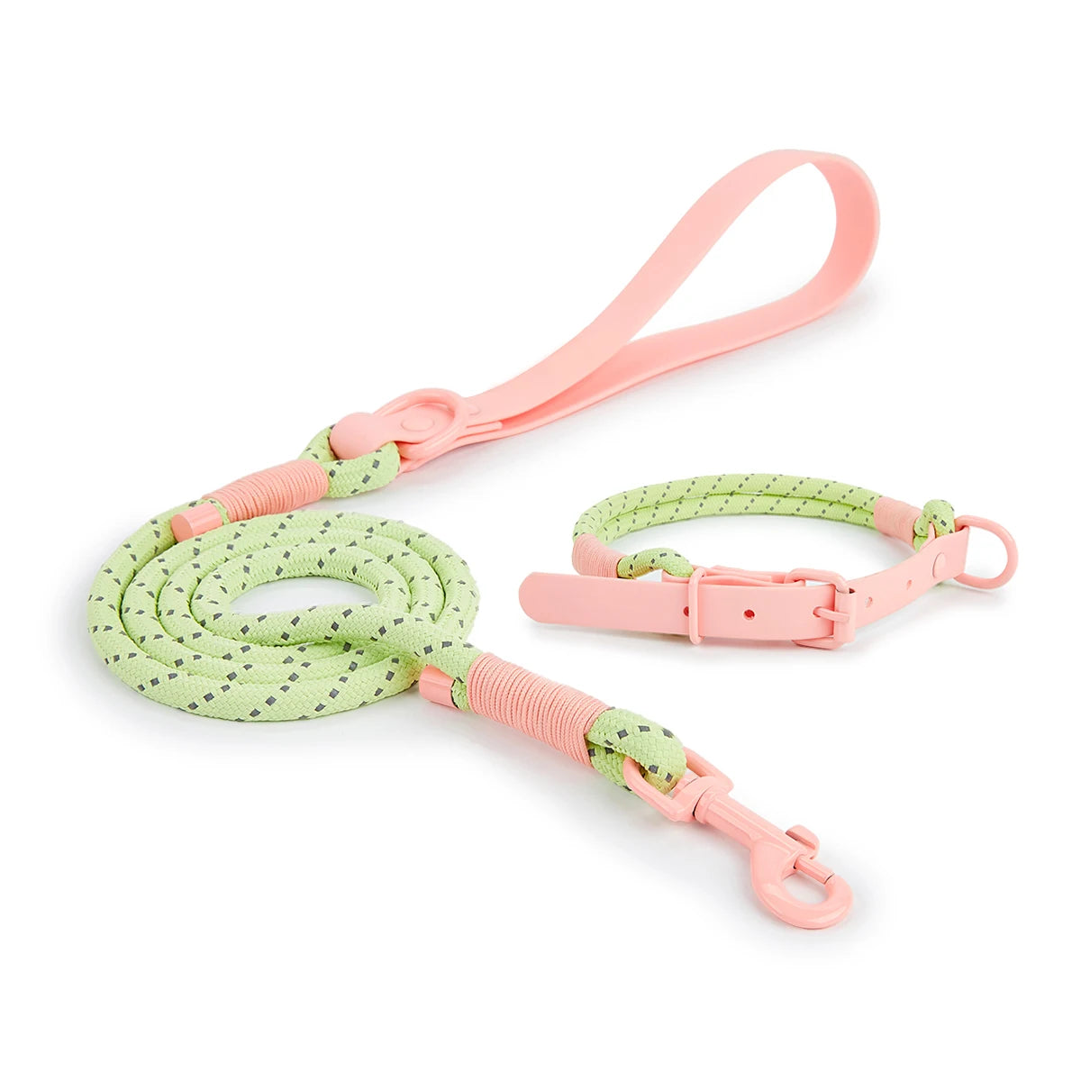 New Pet Lead Collar And Leash Set 3M Reflective effect safety dog Collar suit Pink Ad Purple Nylon Handmade Webbing Dog Supplies