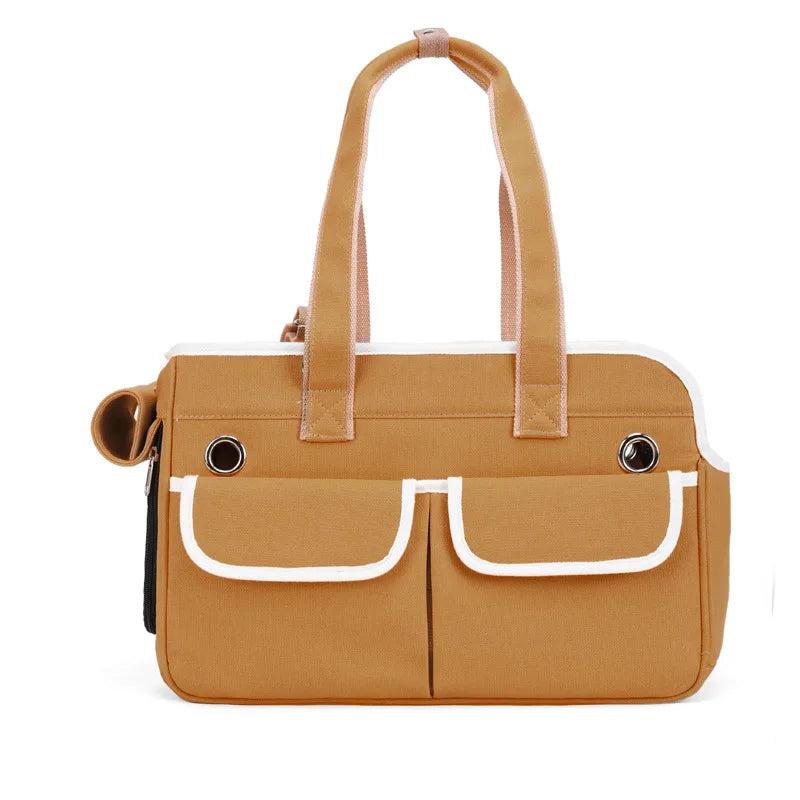 New crossbody cat bag  portable pet bag  outdoor breathable canvas handbag  foldable dog bag for going out