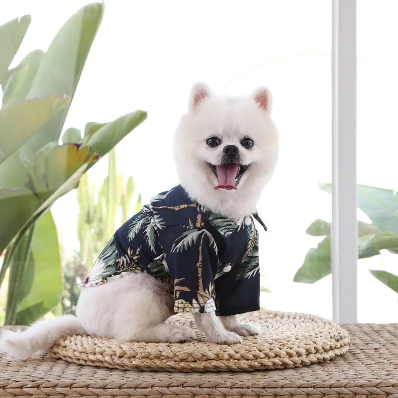 Pet Summer T-Shirts Hawaii Style Floral Pet Dog Shirt Breathable Cool Clothes Beach Seaside Puppy Sweatshirt for Small Puppy