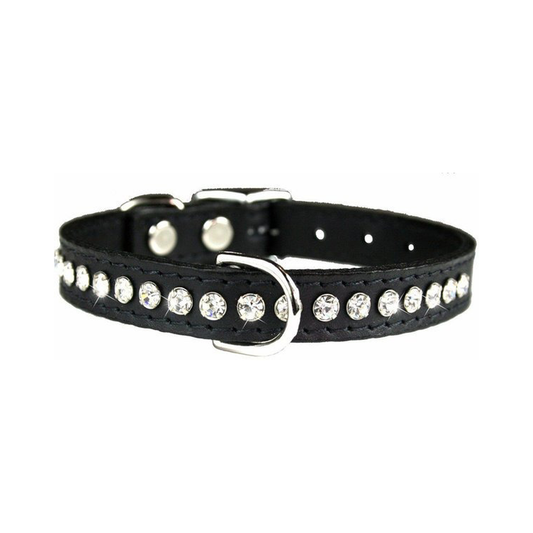 Signature Leather Crystal Dog Collar